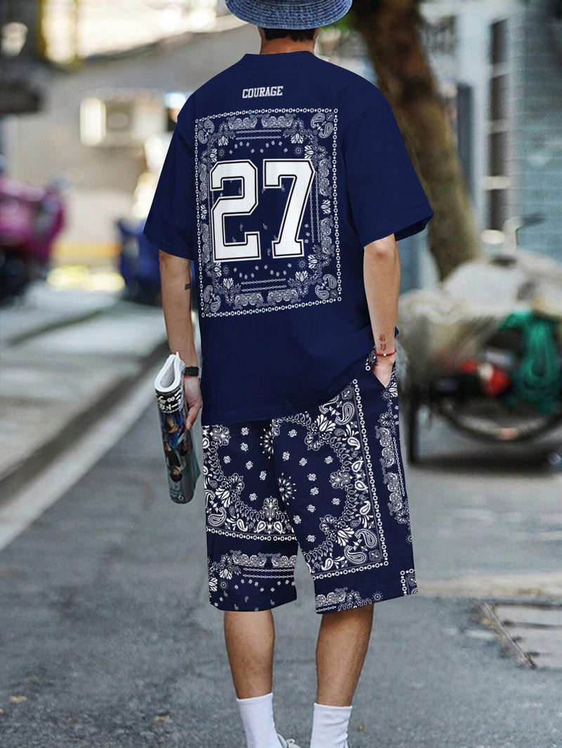 Short-Sleeved T-Shirt Casual Sports Suit Men'S Digital Jersey Fashionable Matching Two-Piece Me2-Ma1 - Image 1